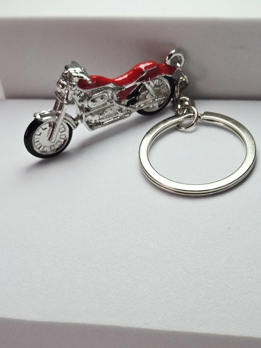 Red Motorcycle Keychain Harley Sportster Style Biker Key Ring Gift Accessory